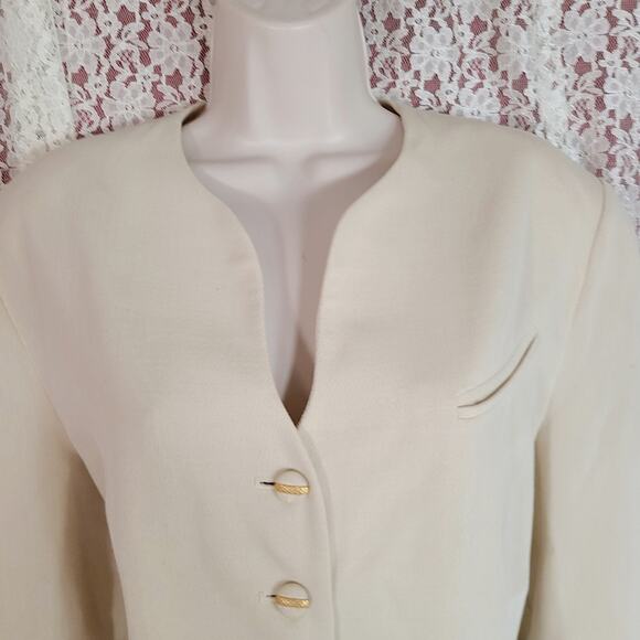 SUIT Vintage 80s 90s Jacques vert cream suit blazer and skirt set Size 10 - Picture 10 of 13